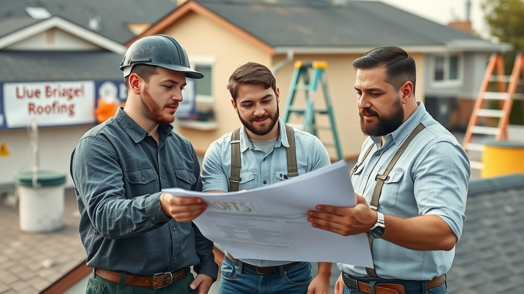 Roof replacement communication and safety with roofing team planning safely on site