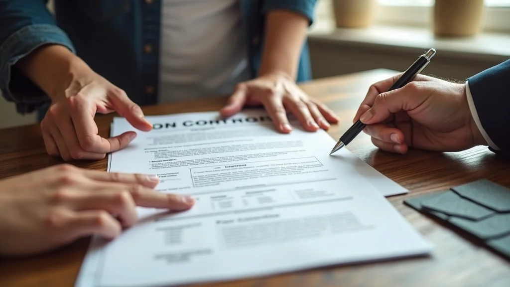 Close-up of detailed roofing contract and written estimate documents used in roof replacement process