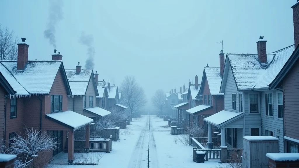 12 ways to prepare your roof for buffalo & niagara weather - Photorealistic set in suburban Buffalo with dramatic amounts of snow covering roofs and icicles along roof edges