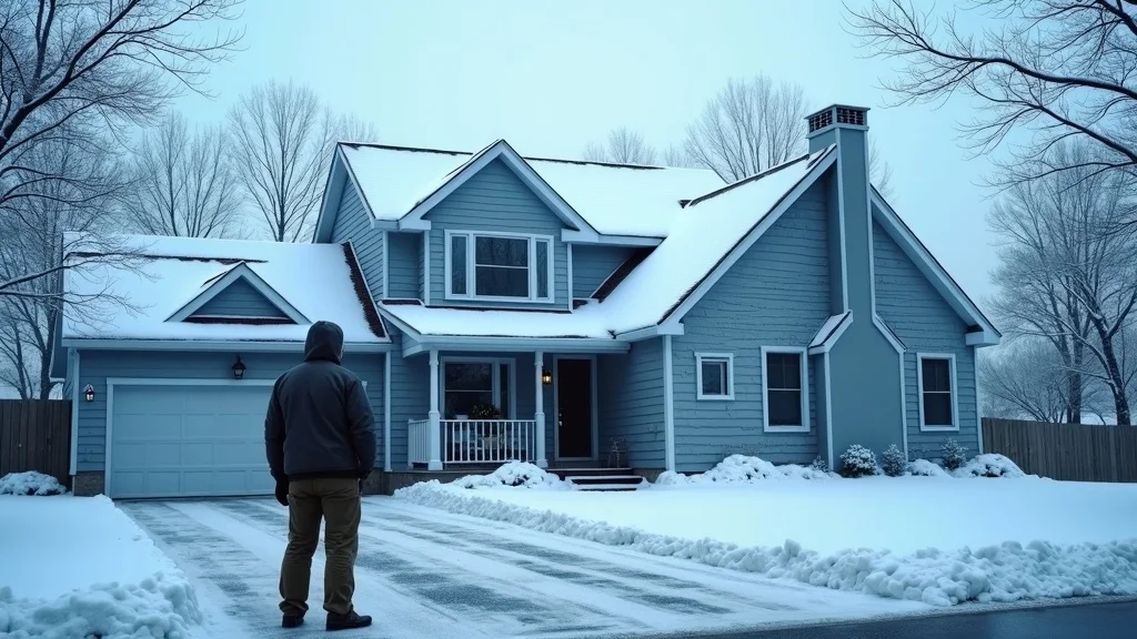 Suburban home roof in Western New York winter showing snow, icicles, and minor shingle damage—demonstrates roofing mistakes to avoid for homeowners