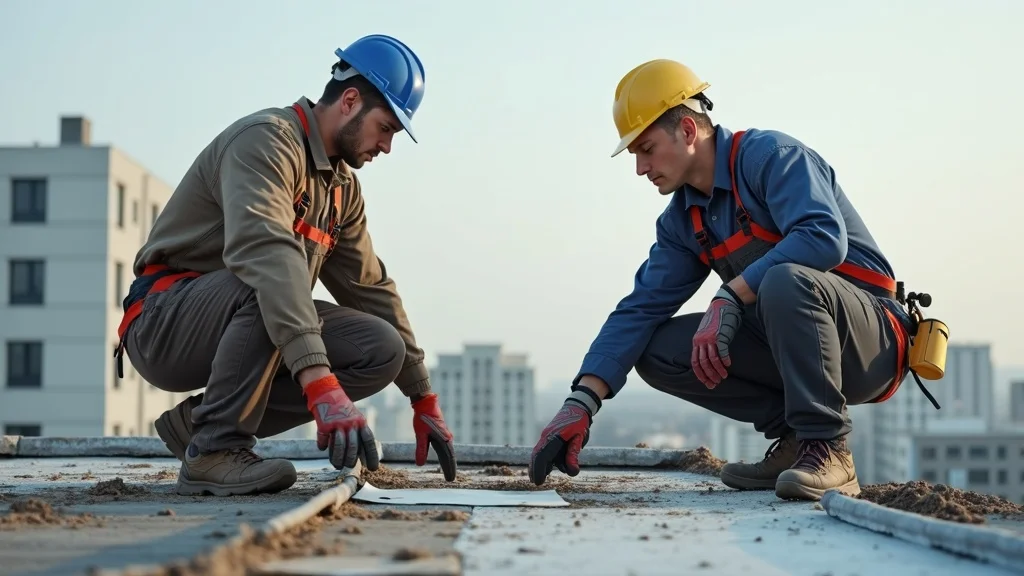 Professional roofer versus amateur on roof—demonstrates the risks of choosing the cheapest contractor for roof repairs