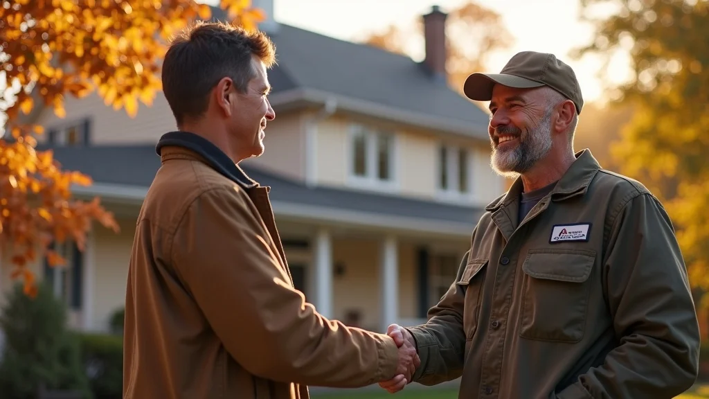 Trusted roofing contractor and WNY homeowner shaking hands, new roof in background. Roofing solutions Western New York homeowners rely on.