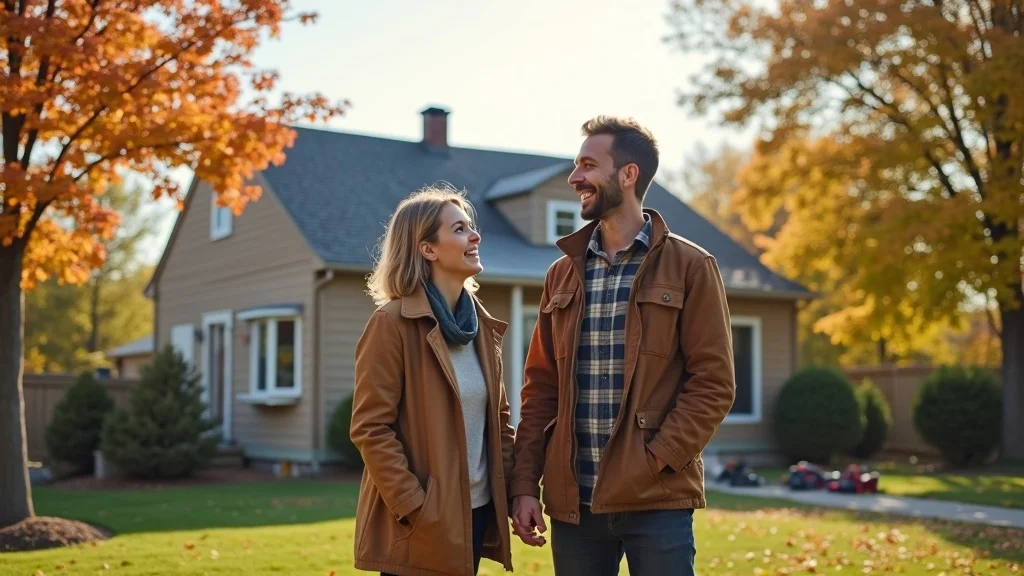 Inviting suburban Niagara Falls NY home with newly replaced roof and smiling homeowners - roof replacement niagara falls ny